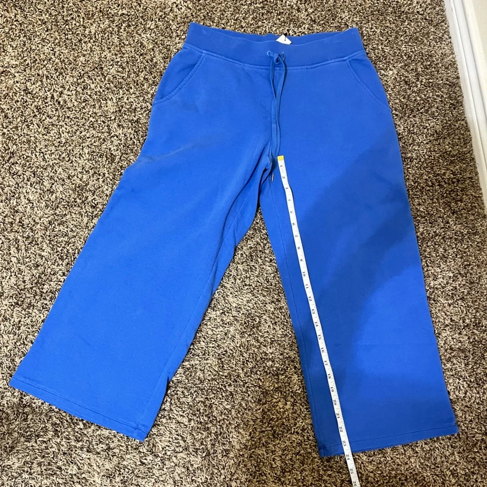 New! NWT Talbots Bright Blue Beach Terry Wide Crop Pants - Picture 9 of 10